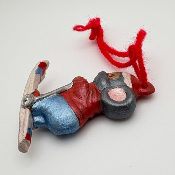 Vintage Mouse Skier Christmas Tree Ornament Hand Painted Skiing - Picture 5 of 6